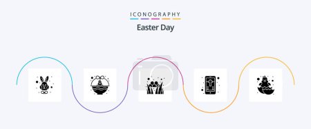 Illustration for Easter Glyph 5 Icon Pack Including baby. christian. baby chicken. celebration. festival - Royalty Free Image