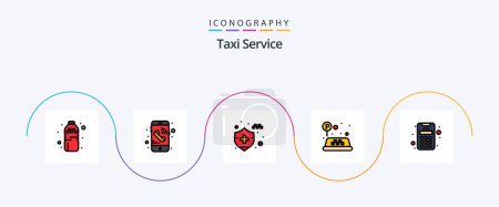 Illustration for Taxi Service Line Filled Flat 5 Icon Pack Including . insurance. machine. card - Royalty Free Image