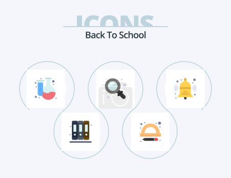 Illustration for Back To School Flat Icon Pack 5 Icon Design. education. school. education. bell. research - Royalty Free Image