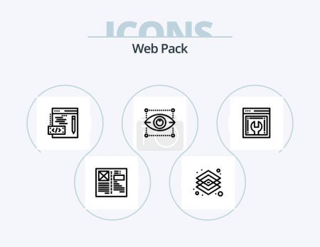 Téléchargez les illustrations : Web Pack Line Icon Pack 5 Icon Design. virtual. 3d environmentd shapes. coding. pack. search - en licence libre de droit
