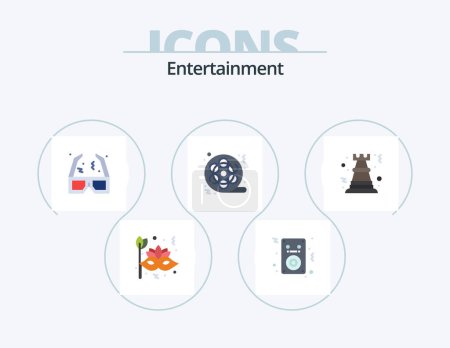 Illustration for Entertainment Flat Icon Pack 5 Icon Design. multimedia. cinema. player. movie. cinema - Royalty Free Image