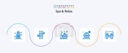 Ilustración de Spa And Relax Blue 5 Icon Pack Including type. bowl. tea. spa. local - Imagen libre de derechos