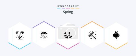 Illustration for Spring 25 Glyph icon pack including spring. turnip. leaf. food. tool - Royalty Free Image