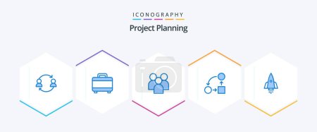 Illustration for Project Planing 25 Blue icon pack including tactic. planning. employee. office. team - Royalty Free Image