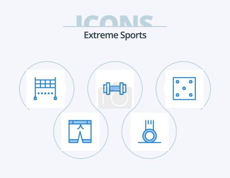 Téléchargez les illustrations : Sport Blue Icon Pack 5 Icon Design. sport. game. line. dice. training - en licence libre de droit