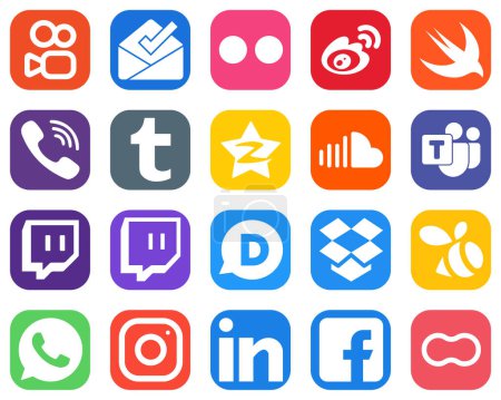 Illustration for Complete Social Media Icon Pack 20 icons such as sound. swift. tencent and tumblr icons. Gradient Icon Set - Royalty Free Image