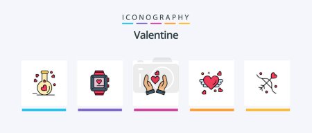 Illustration for Valentine Line Filled 5 Icon Pack Including love. love. handwatch. day. valentine. Creative Icons Design - Royalty Free Image