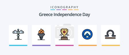 Illustration for Greece Independence Day Line Filled 5 Icon Pack Including emoji. amphora. sword. easter. christmas. Creative Icons Design - Royalty Free Image