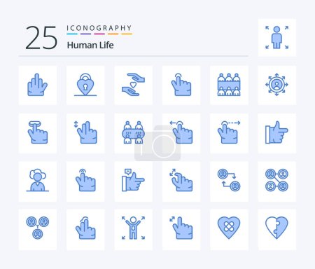 Téléchargez les illustrations : Human 25 Blue Color icon pack including personal. career. love. table. conference - en licence libre de droit