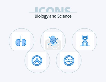 Téléchargez les illustrations : Biology Blue Icon Pack 5 Icon Design. biology. leaf. anatomy. lab. healthcare - en licence libre de droit