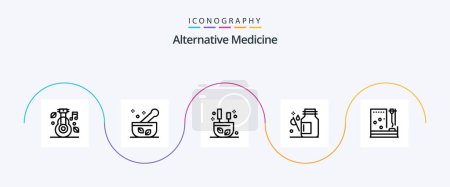 Ilustración de Alternative Medicine Line 5 Icon Pack Including medicine. healthcare. soup. health. sticks - Imagen libre de derechos
