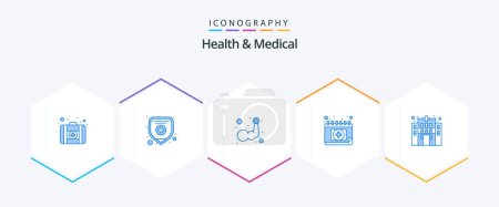 Illustration for Health And Medical 25 Blue icon pack including . clinic. muscle. building. medical - Royalty Free Image