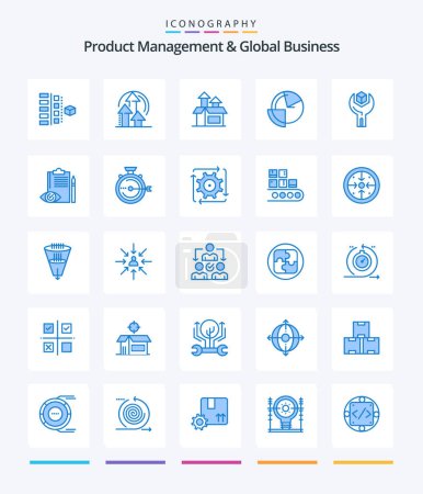 Téléchargez les illustrations : Creative Product Managment And Global Business 25 Blue icon pack  Such As monitoring. data. product. chart. product - en licence libre de droit