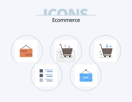 Illustration for Ecommerce Flat Icon Pack 5 Icon Design. buy. e commerce. signboard. delete. sign - Royalty Free Image