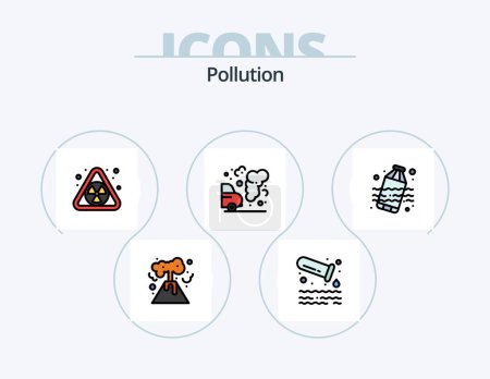 Illustration for Pollution Line Filled Icon Pack 5 Icon Design. fire. waste. gas. pollution. gas - Royalty Free Image