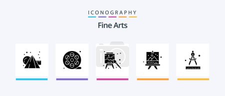 Téléchargez les illustrations : Fine Arts Glyph 5 Icon Pack Including art. paint. easel. arts. board. Creative Icons Design - en licence libre de droit