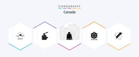 Illustration for Canada 25 Glyph icon pack including canada. fire work. bag. canada. park - Royalty Free Image
