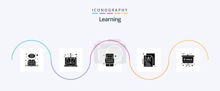 Téléchargez les illustrations : Learning Glyph 5 Icon Pack Including physics formula. board. mobile. knowledge. a+ - en licence libre de droit