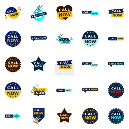 Téléchargez les illustrations : 25 High quality Typographic Designs for a professional calling promotion Call Now - en licence libre de droit
