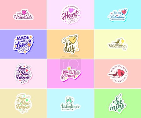 Ilustración de Love is in the Details: Valentine's Day Typography and Graphics Stickers - Imagen libre de derechos