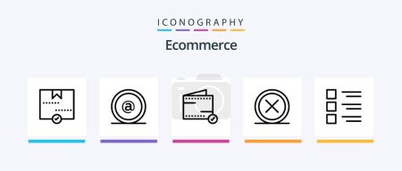 Téléchargez les illustrations : Ecommerce Line 5 Icon Pack Including online. e-commerce. and. discount. night. Creative Icons Design - en licence libre de droit