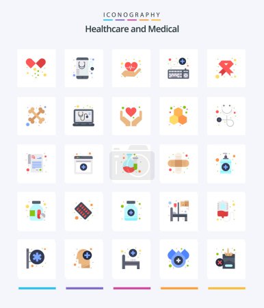 Illustration for Creative Medical 25 Flat icon pack  Such As aids. medical. online. online. attach - Royalty Free Image