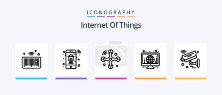 Illustration for Internet Of Things Line 5 Icon Pack Including ebook. wifi. wifi. dvd. world. Creative Icons Design - Royalty Free Image