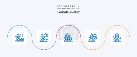 Téléchargez les illustrations : Female Avatar Blue 5 Icon Pack Including outdoor game. basketball p. leisure. woman. medicine - en licence libre de droit