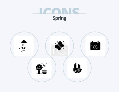 Téléchargez les illustrations : Spring Glyph Icon Pack 5 Icon Design. beauty. fly. spring. butterfly. spring - en licence libre de droit