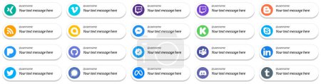 Téléchargez les illustrations : 20 Customizable Follow Me Social Media Icons such as github. chat. google allo. skype and kickstarter icons. Modern and high quality - en licence libre de droit