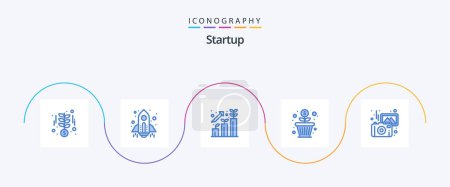 Ilustración de Startup Blue 5 Icon Pack Including photography. money growth. business. money. flower - Imagen libre de derechos