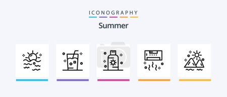 Illustration for Summer Line 5 Icon Pack Including cool. air. summer. ice. drink. Creative Icons Design - Royalty Free Image