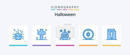 Illustration for Halloween Blue 5 Icon Pack Including bible. halloween. tombstone. circle. halloween. Creative Icons Design - Royalty Free Image