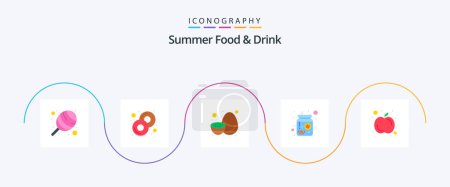 Ilustración de Summer Food and Drink Flat 5 Icon Pack Including fruit. mason jar. fruits. juice. beverage - Imagen libre de derechos