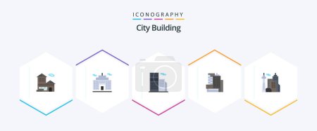Illustration for City Building 25 Flat icon pack including palace. building. estate. architecture. business - Royalty Free Image