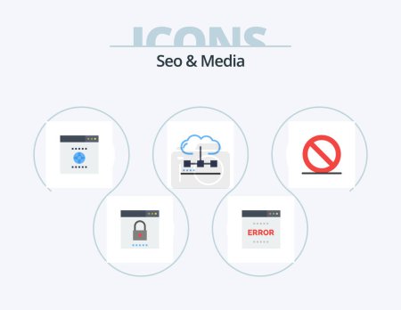 Ilustración de Seo and Media Flat Icon Pack 5 Icon Design. optimization. engine. page. computing. website - Imagen libre de derechos
