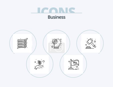Illustration for Business Line Icon Pack 5 Icon Design. coffee. person. directions. light. bulb - Royalty Free Image