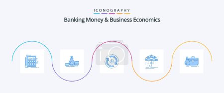 Illustration for Banking Money And Business Economics Blue 5 Icon Pack Including insurance. finance. loan. money. flow - Royalty Free Image