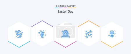 Illustration for Easter 25 Blue icon pack including nature. easter. cemetery. nature. catkin - Royalty Free Image