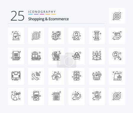Illustration for Shopping & Ecommerce 25 Line icon pack including watch. glass. global. bag. shop - Royalty Free Image