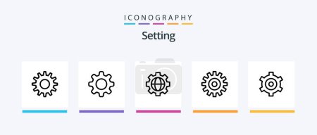 Illustration for Setting Line 5 Icon Pack Including . wheel. setting. setting. cogs. Creative Icons Design - Royalty Free Image