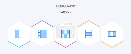 Illustration for Layout 25 Blue icon pack including . - Royalty Free Image