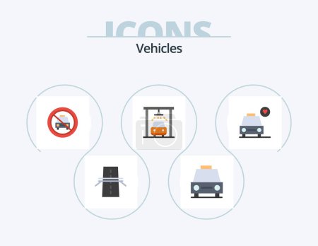 Téléchargez les illustrations : Vehicles Flat Icon Pack 5 Icon Design. wash. car. transport. slash. no - en licence libre de droit