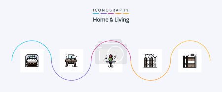 Ilustración de Home And Living Line Filled Flat 5 Icon Pack Including . living. home. home. living - Imagen libre de derechos