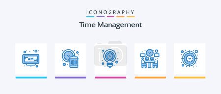 Illustration for Time Management Blue 5 Icon Pack Including clock. free. clock. dinner. light bulb. Creative Icons Design - Royalty Free Image