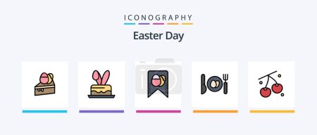 Téléchargez les illustrations : Easter Line Filled 5 Icon Pack Including . tag. holiday. mail. Creative Icons Design - en licence libre de droit