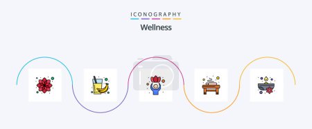 Illustration for Wellness Line Filled Flat 5 Icon Pack Including aromatic. relaxation. juice. massage. wellness - Royalty Free Image