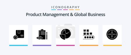 Ilustración de Product Managment And Global Business Glyph 5 Icon Pack Including management. business. control. monitoring. data. Creative Icons Design - Imagen libre de derechos