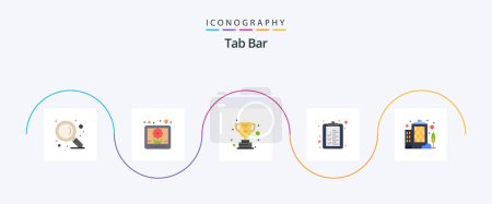 Téléchargez les illustrations : Tab Bar Flat 5 Icon Pack Including . trophy. company. building - en licence libre de droit