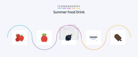 Téléchargez les illustrations : Summer Food Drink Flat 5 Icon Pack Including holiday. summer. bunch of grapes. sweet. summer - en licence libre de droit